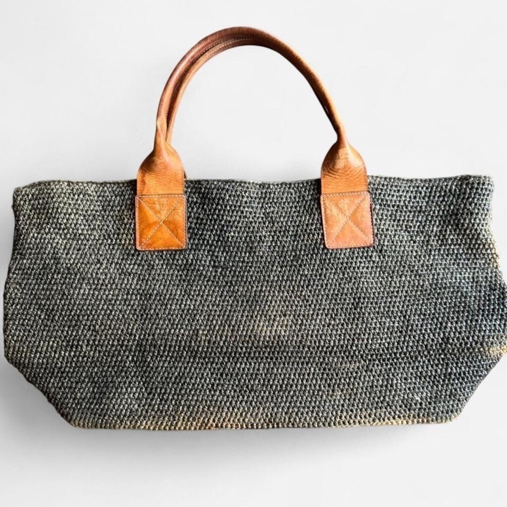 Helen Kaminski Natural Woven Tote with Brown Handles - Picture 3 of 9